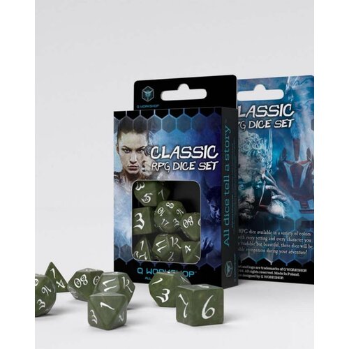 Q-Workshop kockice - classic rpg olive & white - dice set (7) Cene