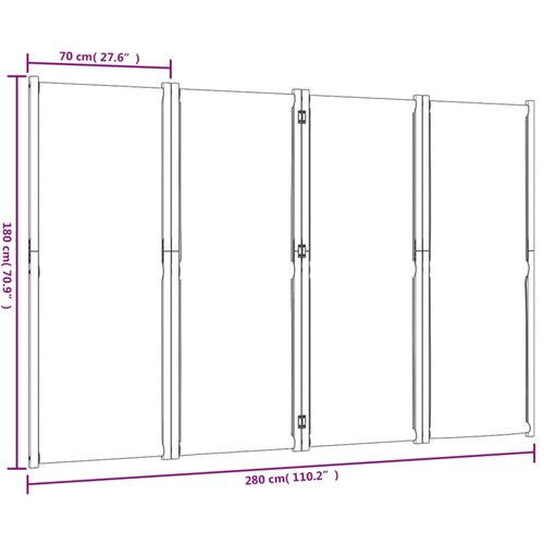  pregrada s 4 panela smeđesiva 280x180 cm Slike