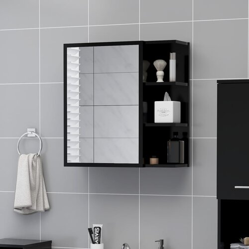 vidaXL kopalniška omarica z ogledalom črna 62,5x20,5x64 cm iverna pl. Cene