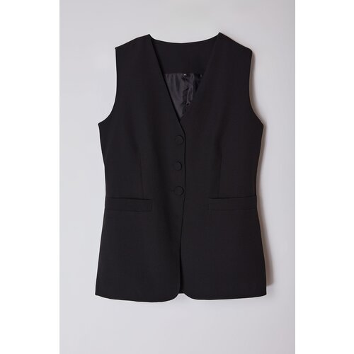 Trendyol Black Fitted Woven Vest Cene