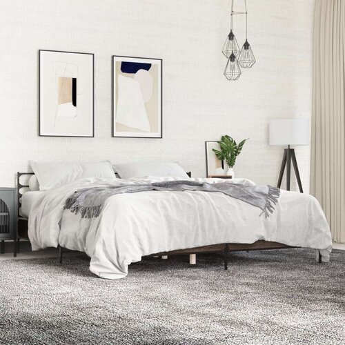  Okvir za krevet boja hrasta 180x200cm konstruirano drvo i metal Slike