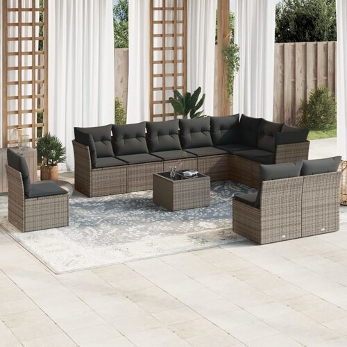 vidaXL 11-dijelni set vrtnih sofa od poliratana s jastucima sivi Cene