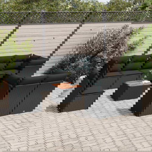 vidaXL 9-dijelni set vrtnih sofa s jastucima crni od poliratana Cijene