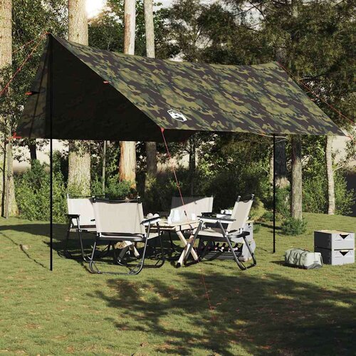 VidaXL Cerada za kampiranje maskirna 462x306x211 cm vodootporna Slike