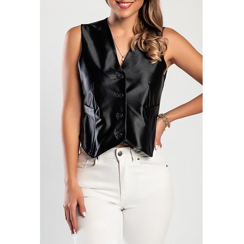 Fenzy eleganten brezrokavnik z gumbi, črn Cene