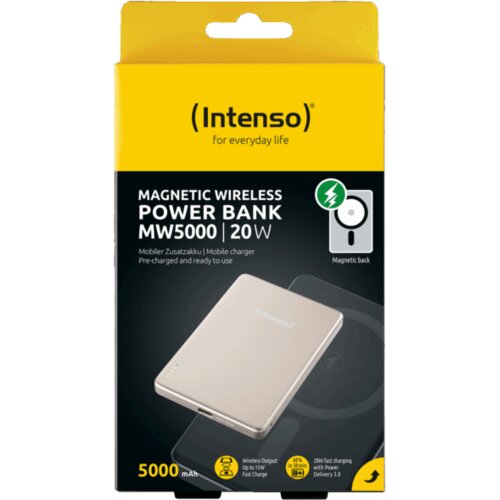 Intenso Prijenosni punjač, MagSafe, 5000mAh, bežični, Champagne &ndash; POWERBANK MW5000 Champagne Cijene