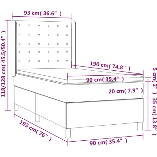  box spring s madracem LED tamnosivi 90x190 cm bar&amp;scaron;un Slike