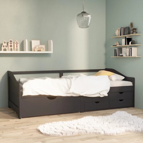 vidaXL Trosed z ležiščem in predali siva trdna borovina 90x200 cm Cene