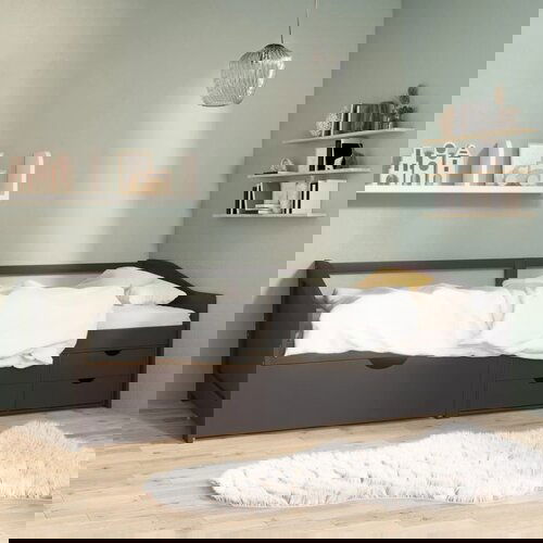 vidaXL Trosjed/ležaj s ladicama sivi 90 x 200 cm od masivne borovine Cene