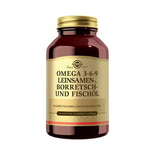 Solgar Omega 3-6-9 iz lanenega, boraginega in ribjega olja - 120 Mehki geli