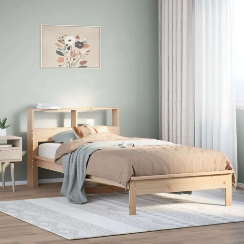 VidaXL Krevet s regalom za knjige bez madraca 90x200 cm od borovine Slike