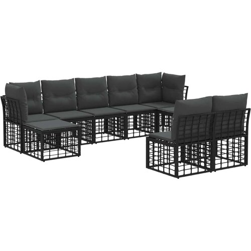  Set vanjskih sofa Crna i tamno siva Poliester - Crna i tamno siva bez stola Cene