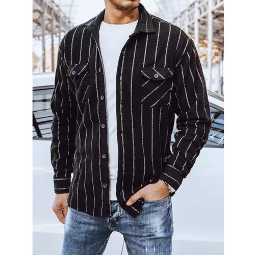 DStreet Black men's striped flannel shirt DX2241 Cene