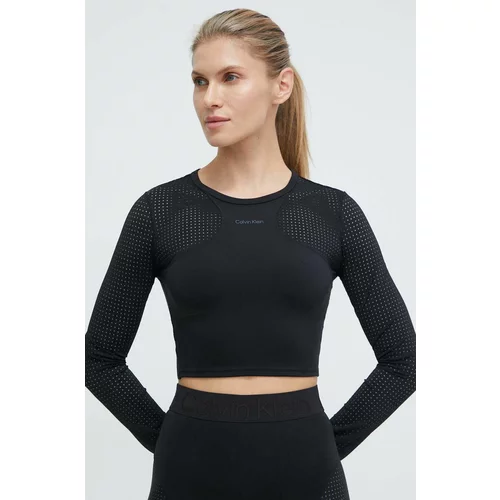 Calvin Klein Majica z dolgimi rokavi za vadbo črna barva