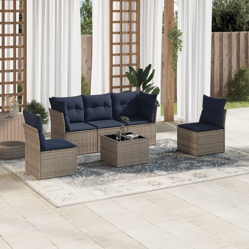vidaXL 6-dijelni set vrtnih sofa od poliratana s jastucima sivi Cijene