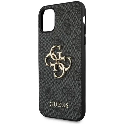 Guess GUHCN614GMGGR silikonski ovitek za iPhone 11 - črn z zlatim logom