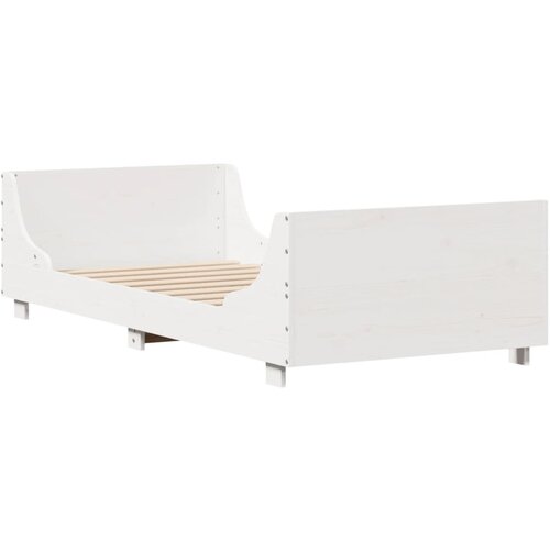 VidaXL Posteljni okvir z vzglavjem bel 100x200 cm trdna borovina, (21273549) Slike