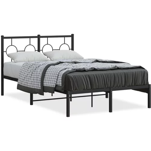 Metalni okvir za krevet s uzglavljem crni 120x190 cm