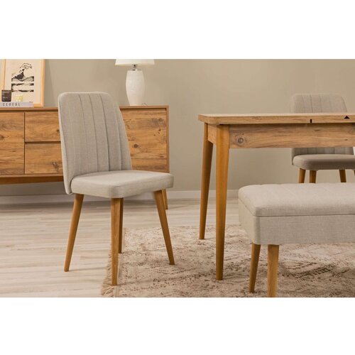 Hanah home Vina 1005 - Oak, Cream WalnutDark Blue Chair Cene