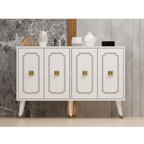 Woody Fashion roland - white, gold whitegold console Slike