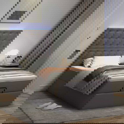 vidaXL Otomanski okvir kreveta s madracem sivi 100x200cm umjetna koža Cijene