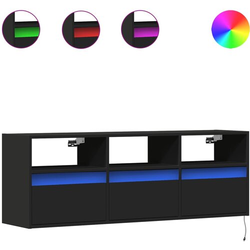 Maison Chic Stenska TV omarica - TV stojalo - Televizijska omarica z LED lučkami črna 130x31x45 cm, (21702101) Cene