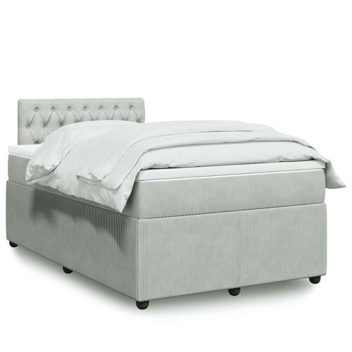 VidaXL Box spring krevet s madracem svjetlosivi 120x200 cm bar&amp;scaron;unasti Slike