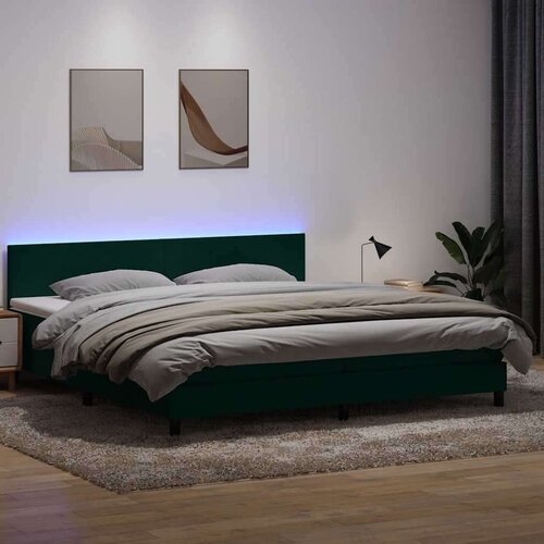 Box spring postelja z vzmetnico temno zelena 180x220 cm žamet, (21792389) Cene
