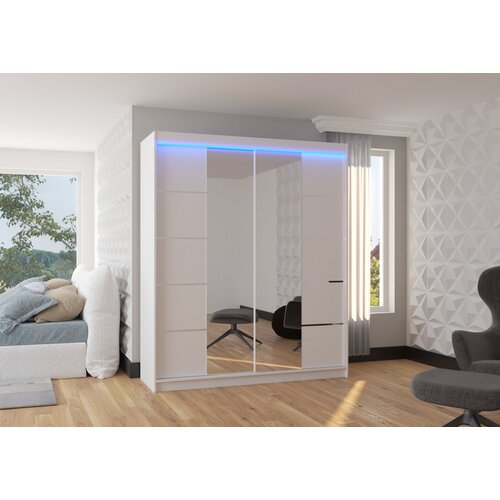 ADRK Drsna omara z ogledalom TRAVES 180 cm - BELA Cene