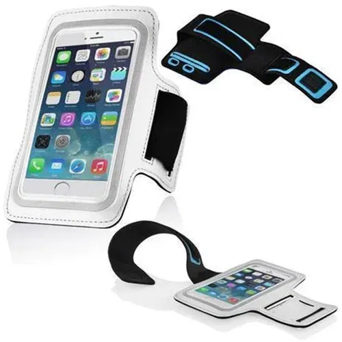 Cadorabo Neopren Mobile Phone Sports Gym Jogging Warg Band Band Zgornji rok, združljiv s 4,5 - 5 ZOLL telefoni s ključnim žepom in priključkom za slušalke v beli, (20621969)