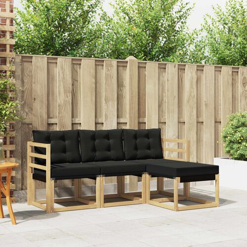  Set vanjskih sofa s jastukom 4 pcs Bijela i crna Cijene
