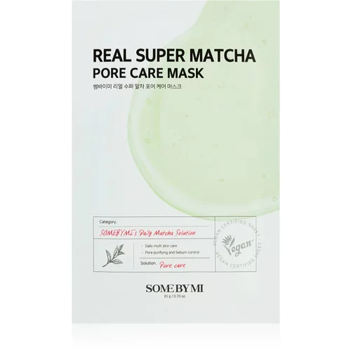 SOMEBYMI Daily Solution Super Matcha Pore Care negovalna maska iz platna za zmanjšanje por in mat videz kože 20 g