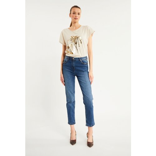 Monnari Woman&amp;#039;s Jeans Classic Women&amp;#039;s Jeans With Application Navy Blue Slike
