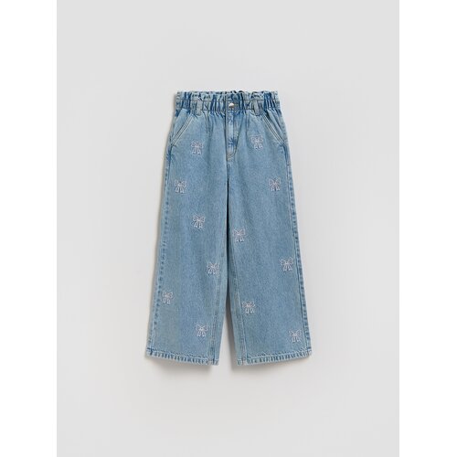 Reserved Wide leg traperice s vezom - plava Cene