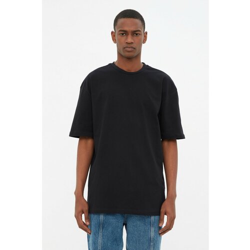 Trendyol Black Men's Basic 100% Cotton Relaxed Fit Crew Neck Short Sleeved T-Shirt Cene