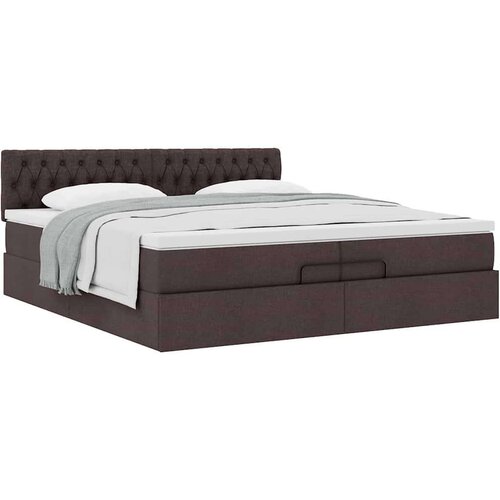 VidaXL otomanski krevet s madracem tamnosmeđi 200x200 cm tkanine Slike