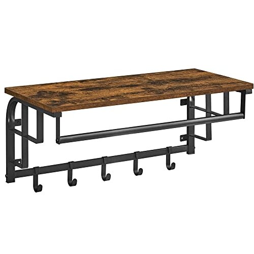 Songmics Stenska loputa, kavelj s 5 kavlji, letev za obešanje, vsestranski za kopalnico, spalnico, hodnik, rustikalno rjava in črna LCR12BX, (21389203) Cene