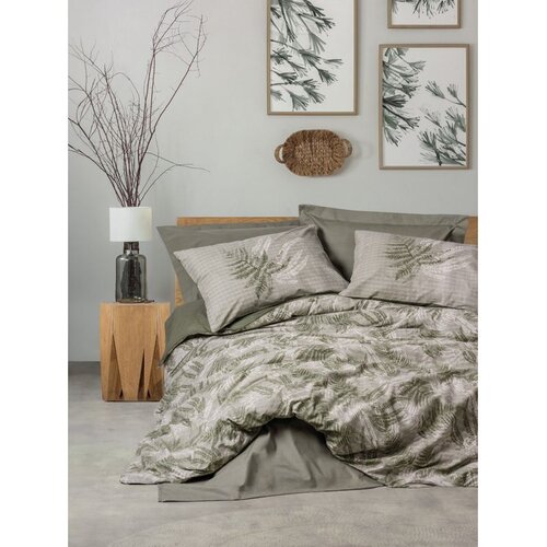  Frond - Khaki Khaki Ranforce Single Quilt Cover Set (DE) Cene
