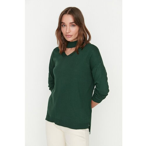 Trendyol Emerald Green Choker Collar Knitwear Sweater Cene