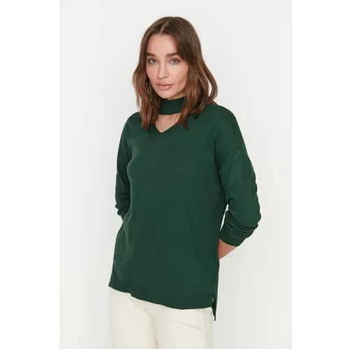 Trendyol Emerald Green Choker Collar Knitwear Sweater