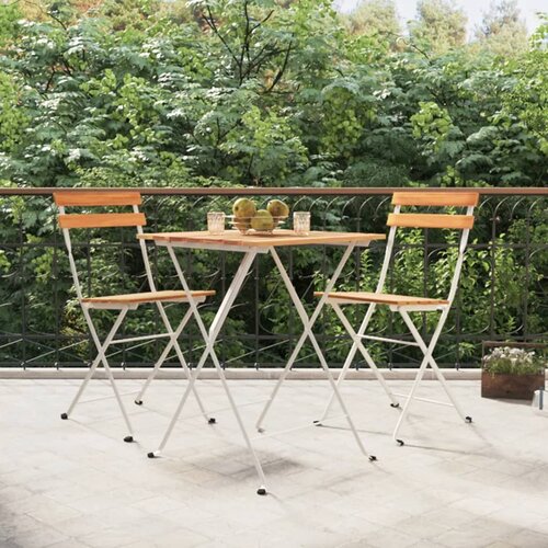  3-dijelni sklopivi bistro set masivno bagremovo drvo i čelik Cene