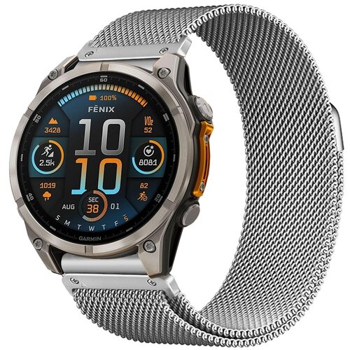 INF Združljiv z Garmin Fenix 8/965/Tactix 8 milanski magnetni kovinski pa&scaron;ček Silver 26 mm, (5000085367) Cene