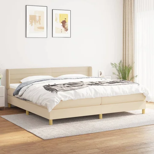  The Living Store Box spring postelja z vzmetnico krem 200x200 cm blago - Box Spring Postelja, (21521141)