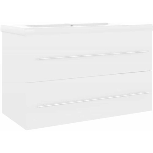  Ormarić s ugrađenim umivaonikom bijeli od iverice Bijela 80 x 38.5 x 48 cm Slike