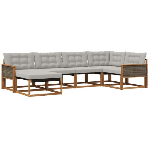 vidaXL Zunanja garnitura za sedenje 6 pcs Naravna in svetlo siva, (5000280956) Cene