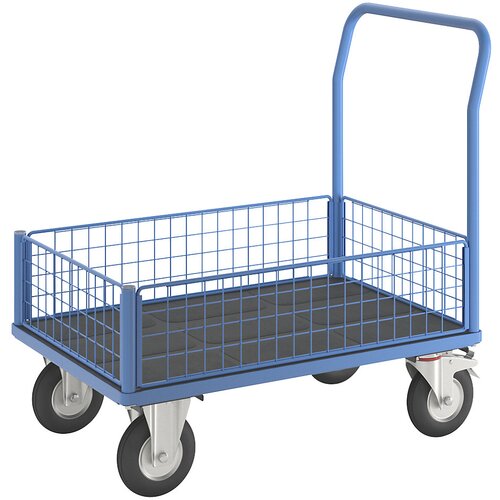 eurokraft pro ploski voziček, s 4 mrežastimi stranicami polovične višine, dxš 1050 x 700 mm, kolesa z zračnicami Cene