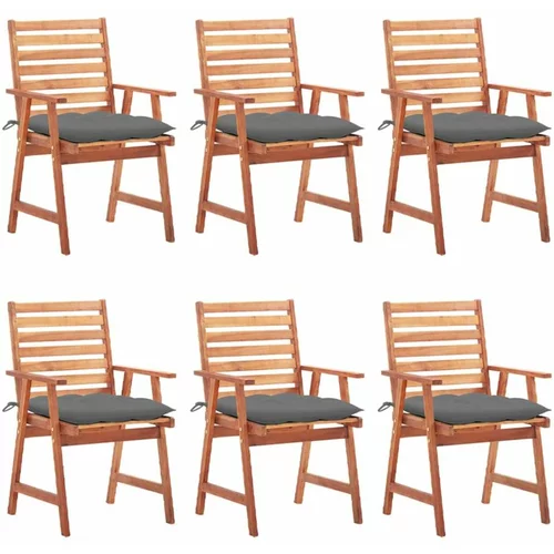  Zunanji jedilni stoli 6 kosov z blazinami trden akacijev les, (20661863)