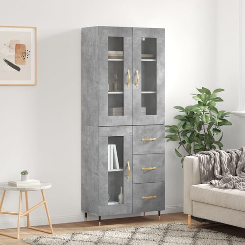 vidaXL Visoka komoda siva betona 69 5x34x180 cm od konstruiranog drva Cijene