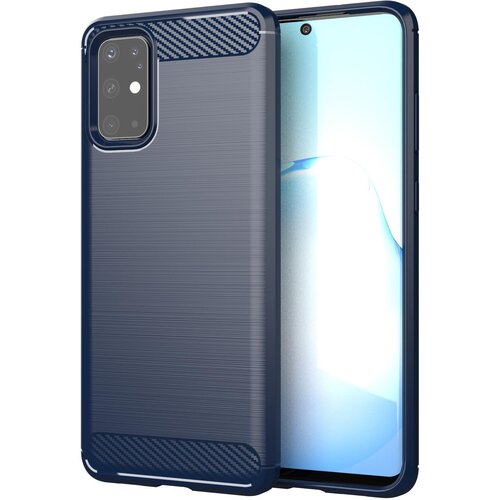 Cadorabo Ohi&amp;scaron;je, združljiv s Samsungom v bru&amp;scaron;enem modrem - za&amp;scaron;čitnem pokrovu, narejen iz fleksibilnega silikona TPU v videzu iz nerjavečega jekla ogljika, (20588605) Slike