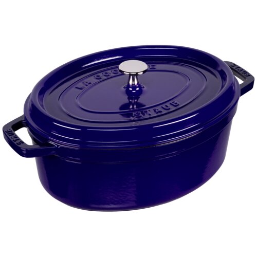 Staub Oval Cocotte, 29cm cast iron, dark blue Slike